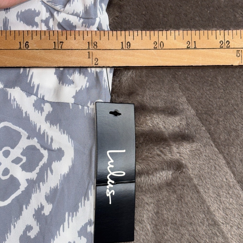 Lulus Shift Mini Dress Womens Small Give Me a Print Light Slate Gray Round Neck - Picture 10 of 12